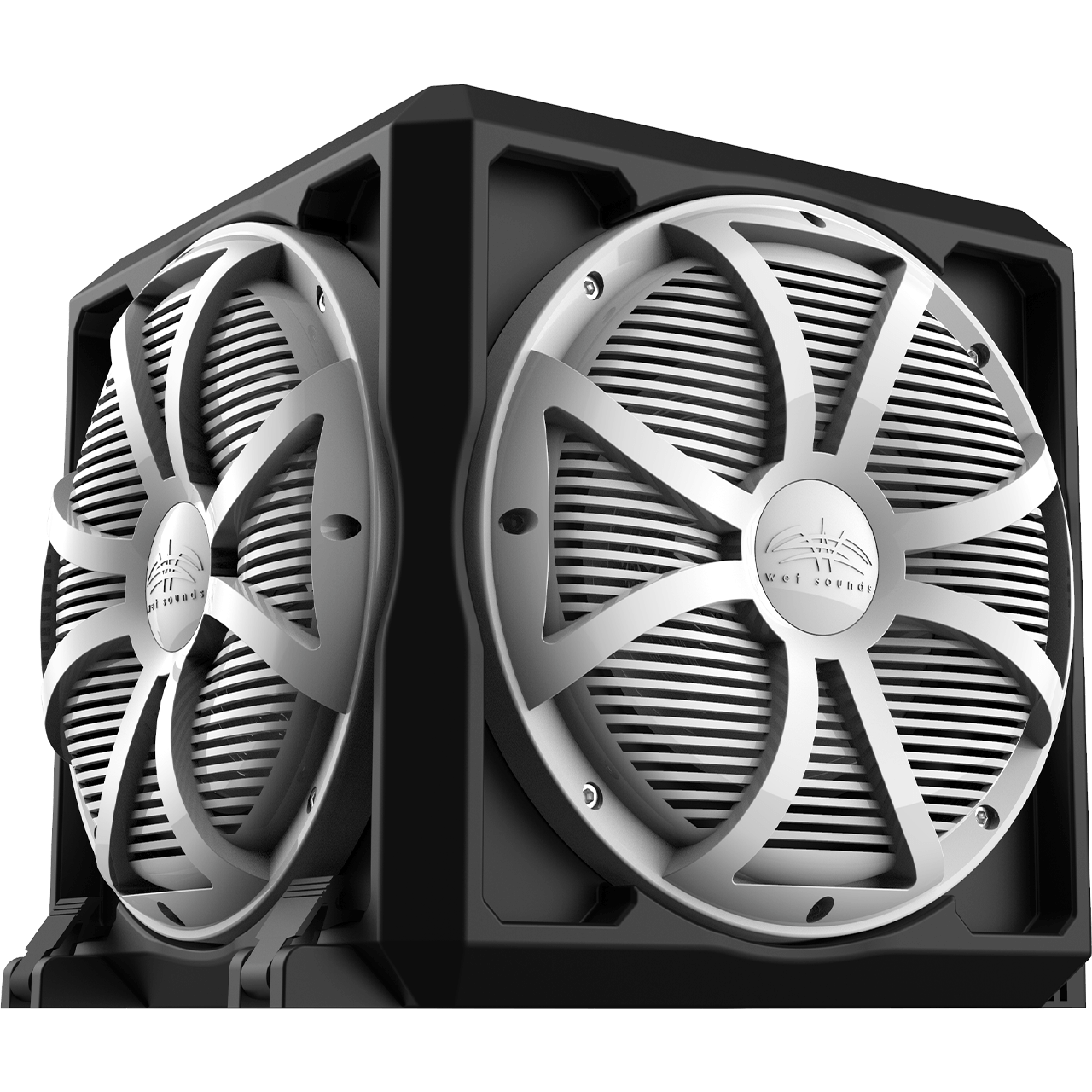 Wet Sounds Revo 12 PSE Revo Series sealed marine subwoofer enclosure with 12" 4-ohm subwoofer and 12" passive speaker