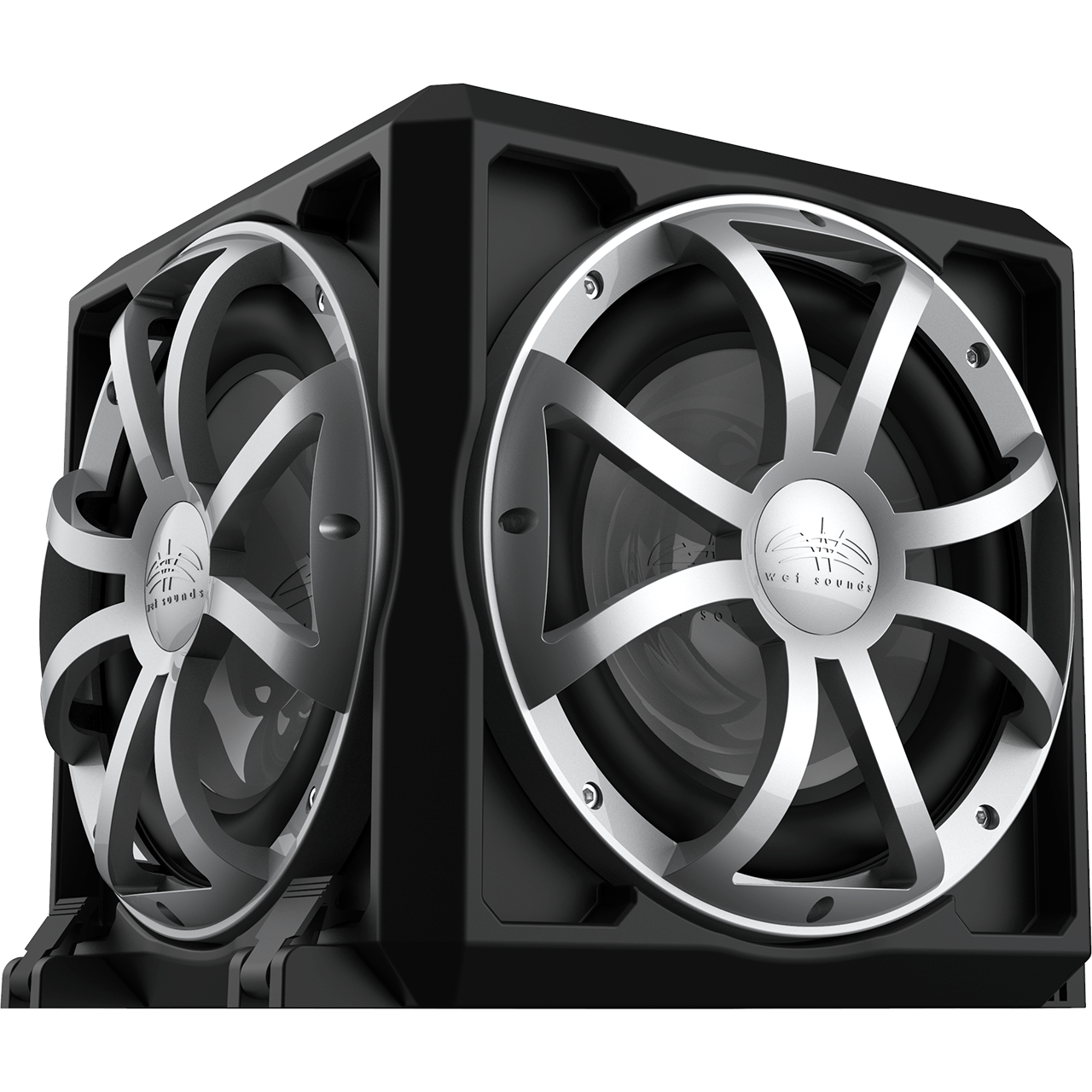 Wet Sounds Revo 12 PSE Revo Series sealed marine subwoofer enclosure with 12" 4-ohm subwoofer and 12" passive speaker