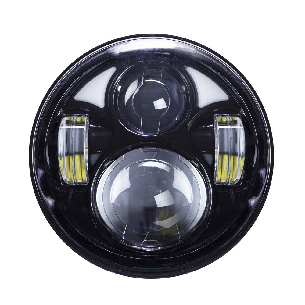 Saddle Tramp Motorcycle Headlights - 5.6" Round Black w/Partial Halo