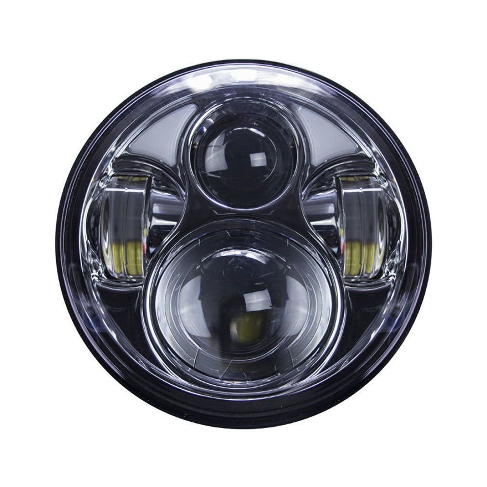 Saddle Tramp BC-561S Round Motorcycle Headlights with Silver Face and Partial Halo - 5.6 Inch, 8 LED