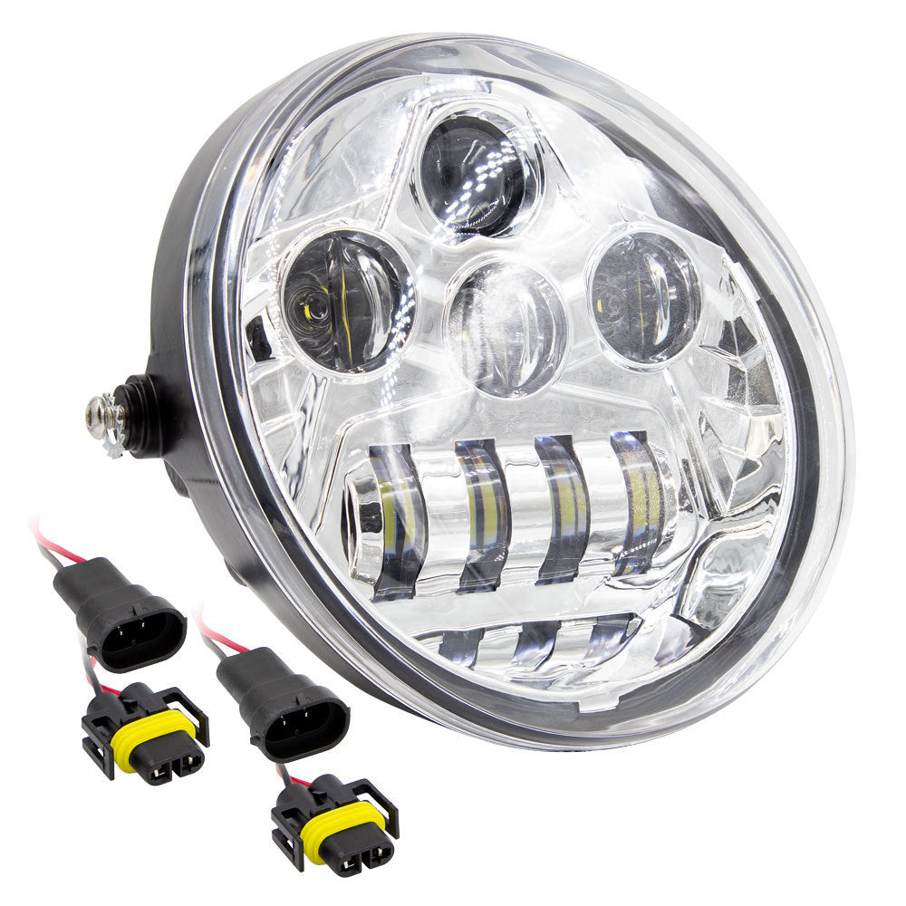 Saddle Tramp BC-HDHLR2 7 In 8 LED Oblong Oval Motorcycle Light - Chrome Front Face
