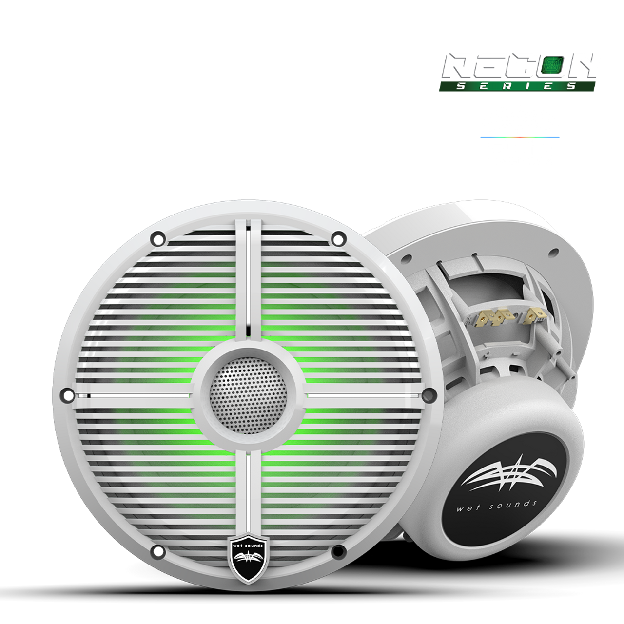 Wet Sounds RECON 8 XW-W RGB | RECON™ Series 8-inch High-Output Component Style Coaxial Speakers w/ XW-White RGB Grilles