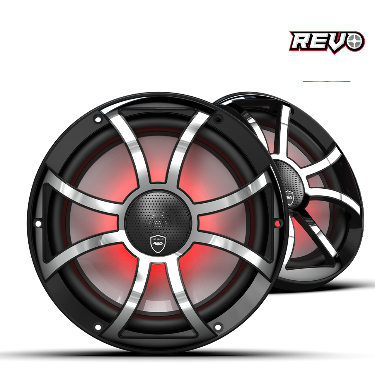 Wet Sounds REVO CX-10 XS-B-SS S2 | REVO Series 10-inch High-Output Component Style Coaxial Speakers w/ RGB Grilles