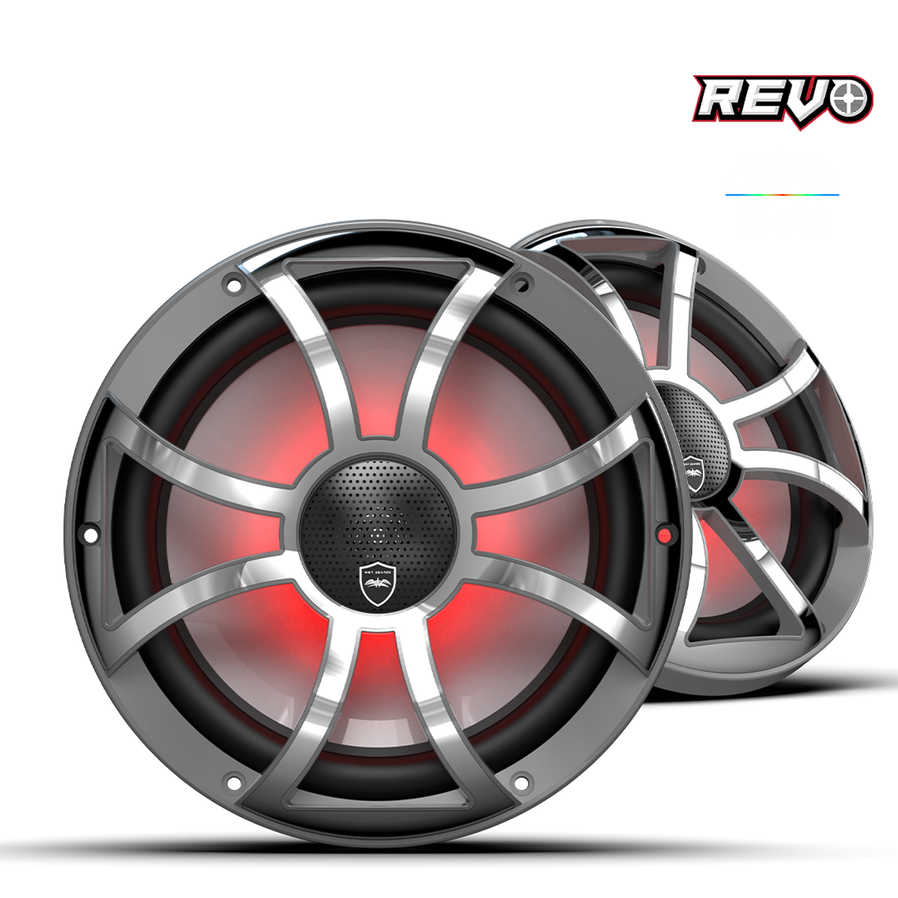 Wet Sounds REVO CX-10 XS-B-SS S2 | REVO Series 10-inch High-Output Component Style Coaxial Speakers w/ RGB Grilles