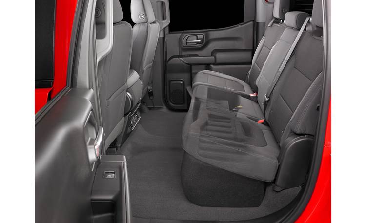 JL Audio Stealthbox ® Custom-fit fiberglass enclosure with two 12" 12TW3-D8 subwoofers — fits select 2019-up Chevrolet Silverado or GMC Sierra 1500 Crew Cab trucks