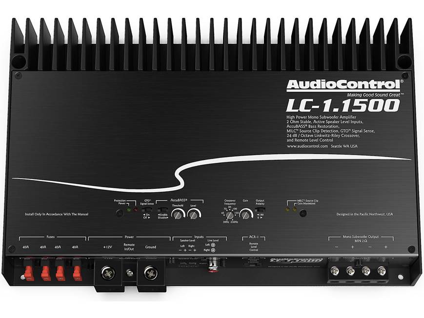 AudioControl LC-1.1500 Mono subwoofer amplifier — 1,500 watts RMS x 1 at 2 ohms