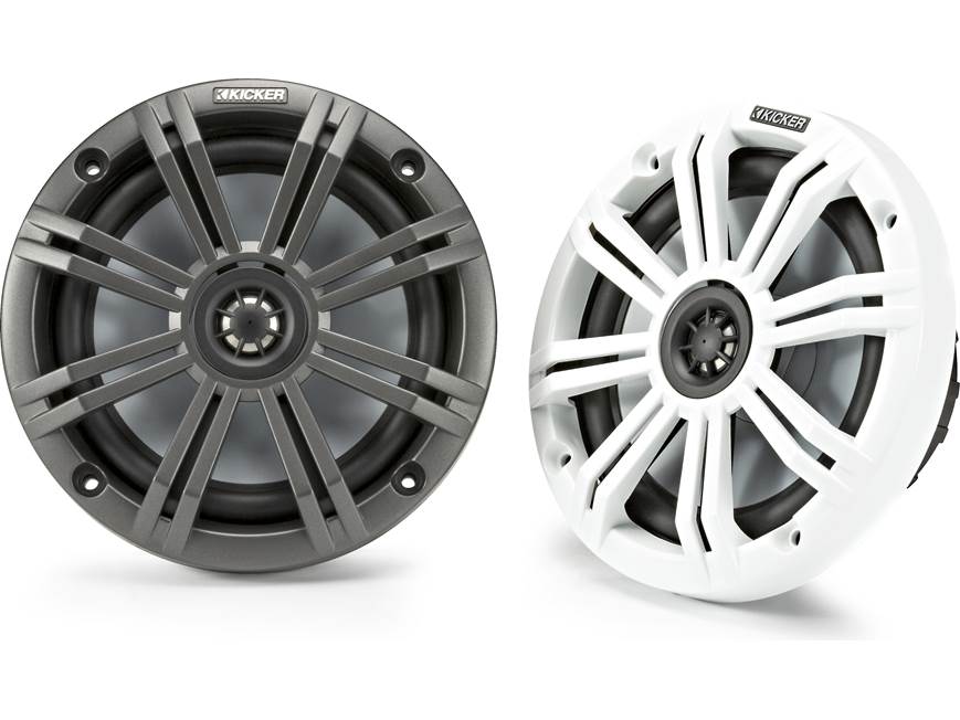Kicker 45KM654 6-1/2" marine speakers with charcoal and white grilles