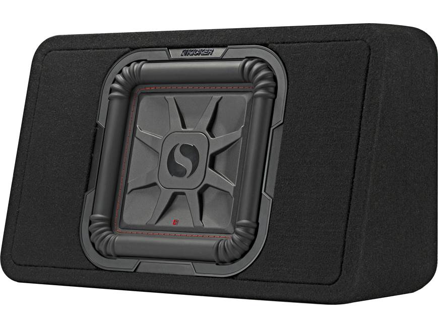 Kicker 46TL7T102 Sealed 2-ohm enclosure with single 10" L7T Series shallow-mount square subwoofer
