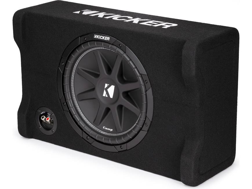 Kicker 48CDF124 Comp Series sealed downward-firing enclosure with 12" 4-ohm subwoofer