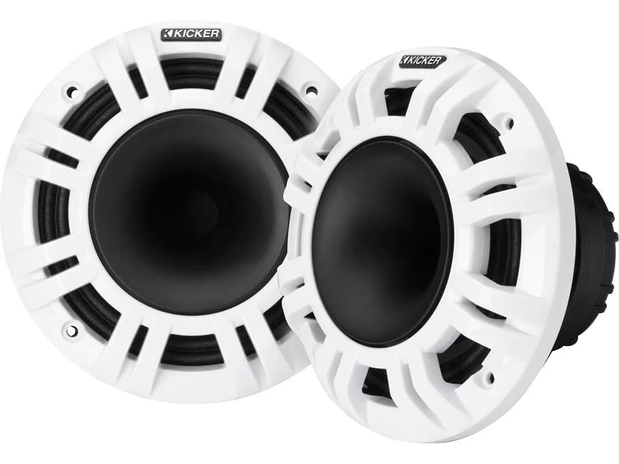 Kicker 48KMXL654 6-1/2" marine speakers with white and charcoal grilles