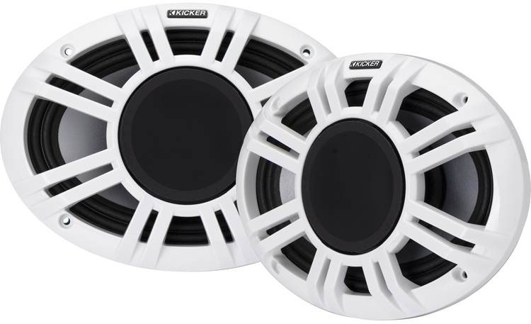 Kicker 48KMXL694 6" x 9" LED marine speakers with white and charcoal grilles