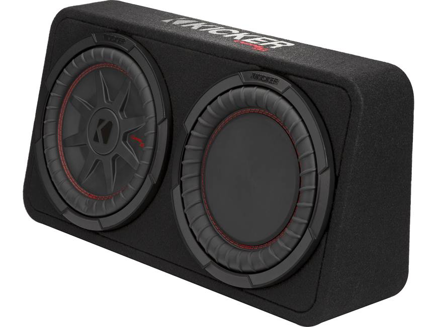 Kicker 48TCWRT102 Truck-style sealed enclosure with single 10" CompRT® 2-ohm subwoofer and passive radiator