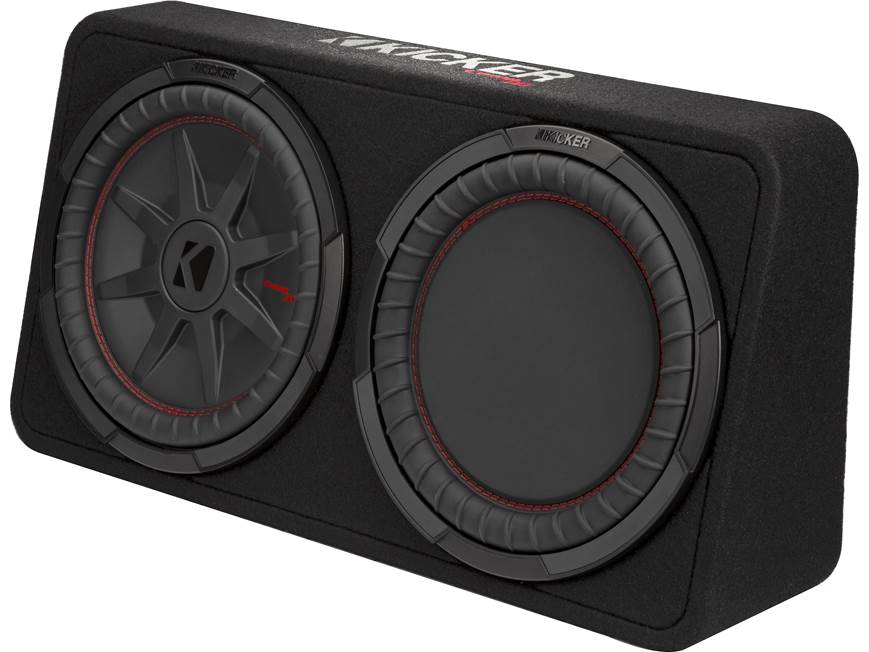 Kicker 48TCWRT122 Truck-style sealed enclosure with single 12" CompRT® 2-ohm subwoofer and passive radiator