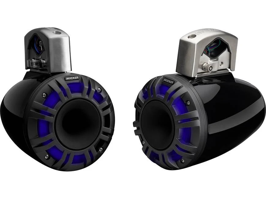 Kicker 51KMTCXL65W 6.5" marine wakeboard tower speakers with RGB lighting (Black)