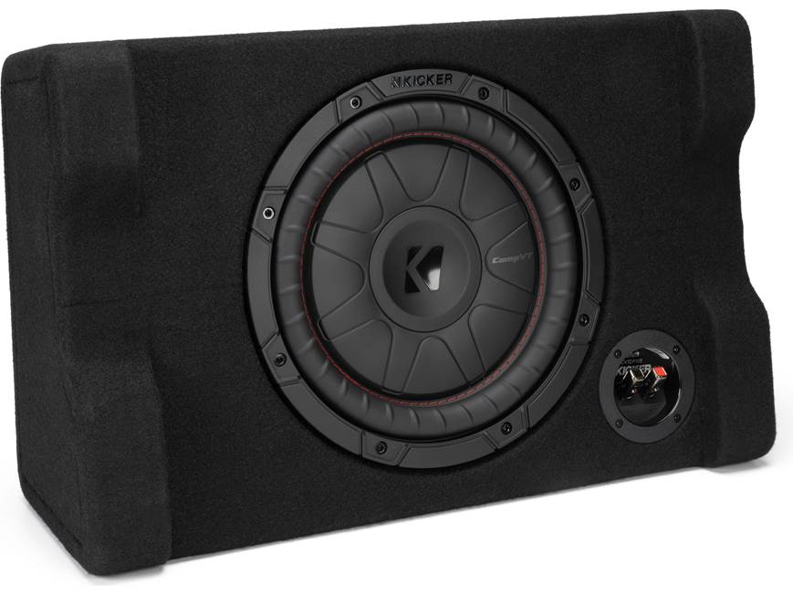 Kicker 52CVTDF102 Sealed downward-firing enclosure with 10" 2-ohm shallow-mount subwoofer