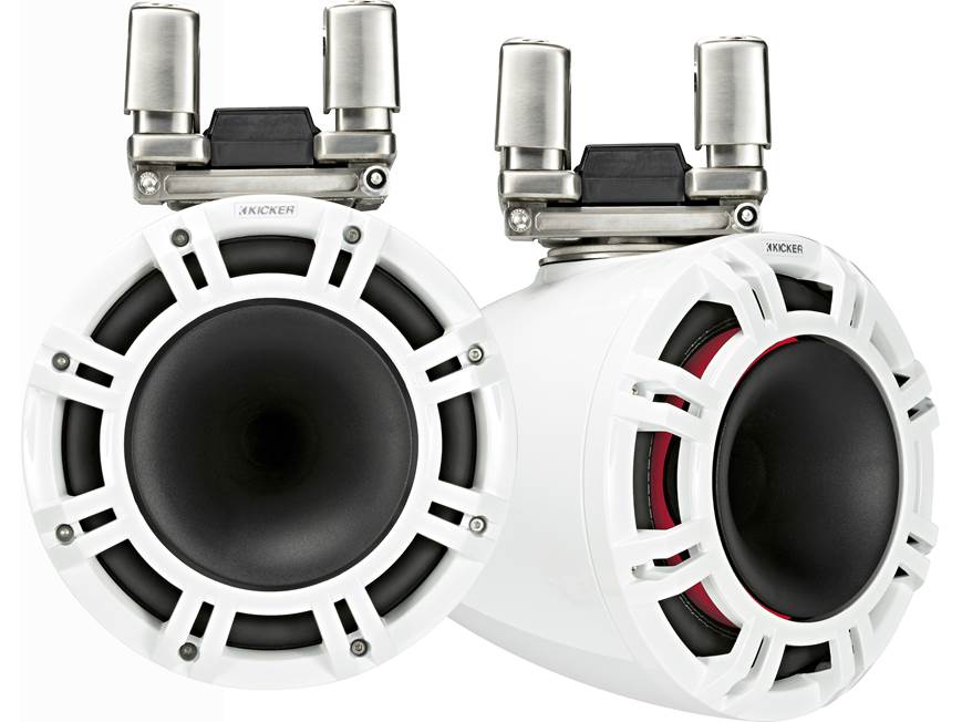 Kicker 44KMTC94W 9" wakeboard tower speakers with LED grilles (White)