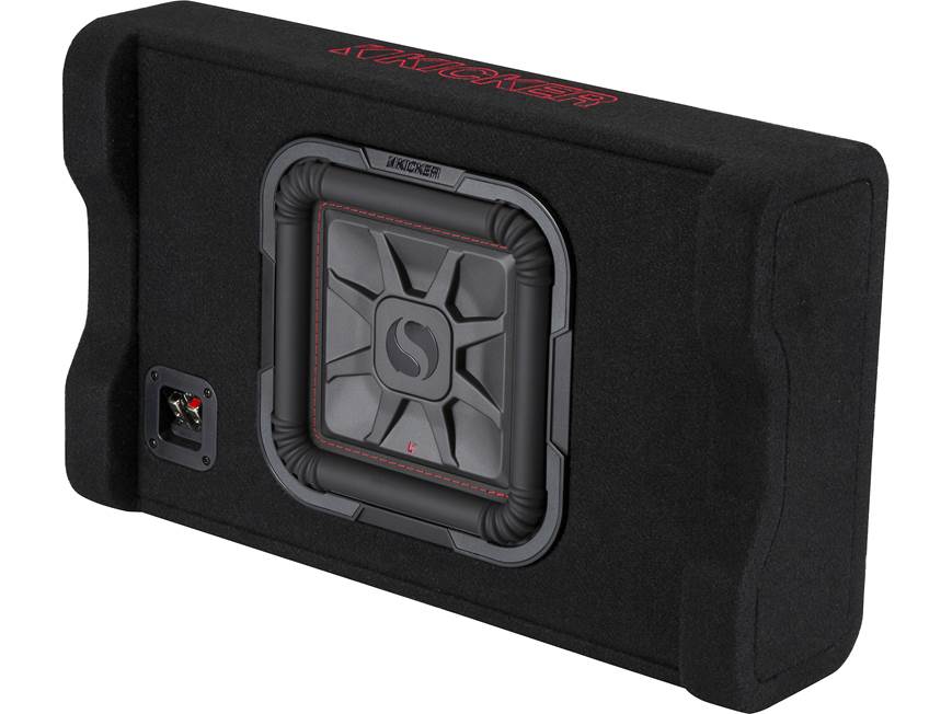 Kicker 49L7TDF102 Sealed downward-firing enclosure with L7T 10" 2-ohm shallow-mount square subwoofer