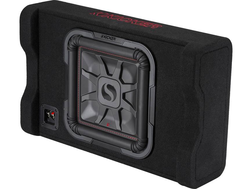 Kicker 49L7TDF122 Sealed downward-firing enclosure with L7T 12" shallow-mount square subwoofer