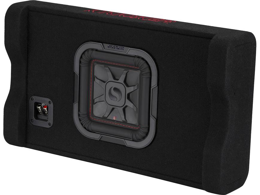 Kicker 49L7TDF82 Sealed downward-firing enclosure with L7T 8" shallow-mount square subwoofer