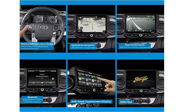 Stinger RB10TAC16B Toyota Package HEIGH10 digital multimedia receiver with floating 10" screen for select 2016-21 Toyota Tacoma models (does not play discs)