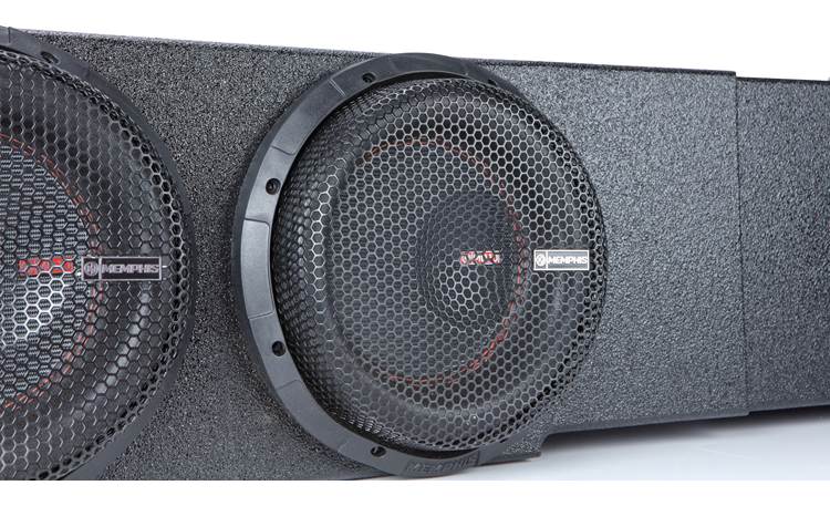 Memphis Audio MJMECHEV8D1 Ported enclosure with two 8" MOJO Mini subwoofers — fits 2007-up Chevrolet and GMC Crew Cab trucks