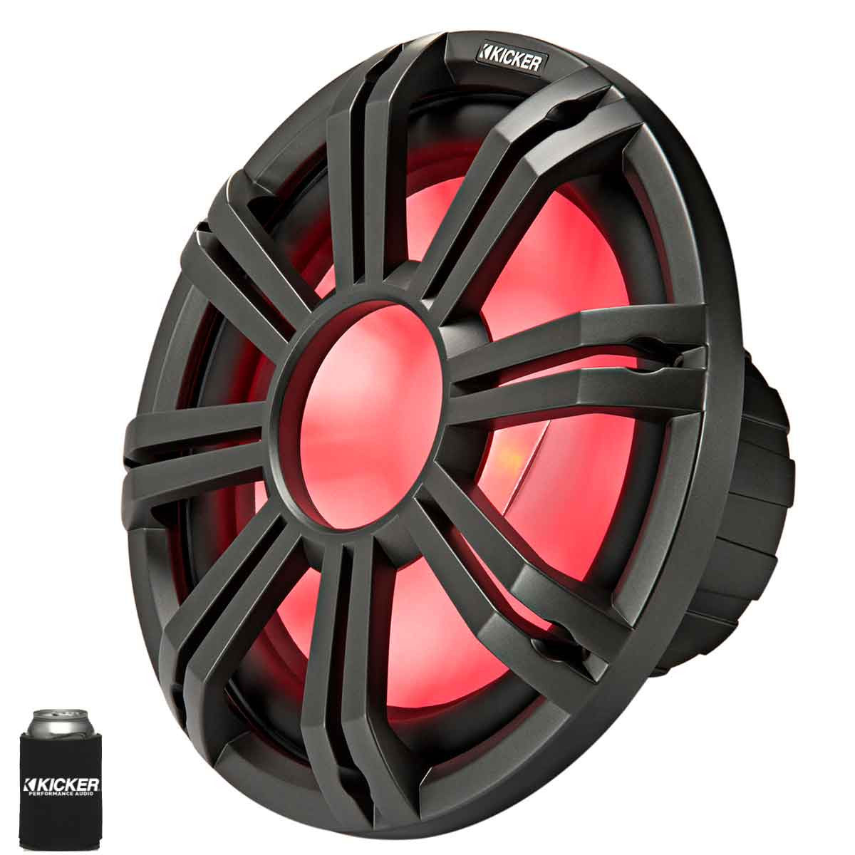 Kicker KM124 12" Marine Subwoofer with LED Charcoal Grill 4 Ohm for Sealed Applications