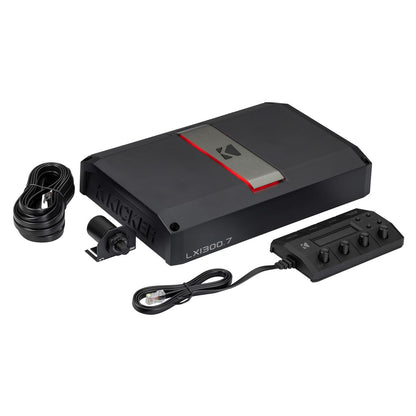 Kicker LX1300.7 7-Channel Amplifier - 4-Channels Full Range 125 Watt, 2-Channels 65 Watt & 700 Watt Subwoofer Channel (51LX13007)