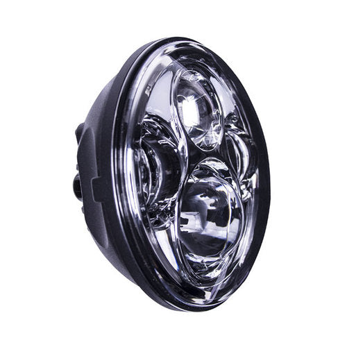 Saddle Tramp BC-561S Round Motorcycle Headlights with Silver Face and Partial Halo - 5.6 Inch, 8 LED