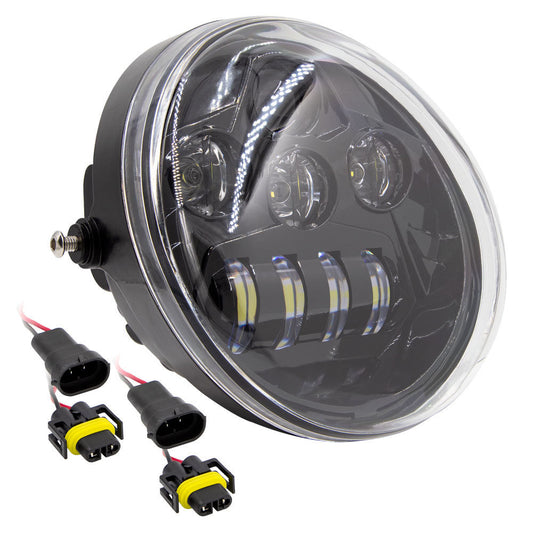 Saddle Tramp BC-HDHLR1 Oblong Oval Motorcycle Light w/Black Front Face 7" - 8 LED