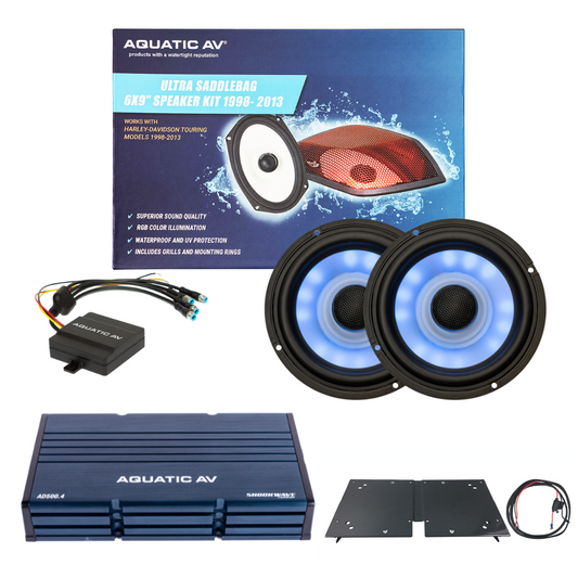 Aquatic AV Batwing Ultra RGB Speaker & Amp Kit For Harley 1998-2013