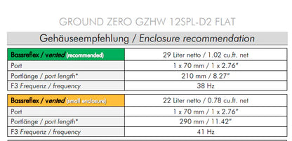 Ground Zero Audio Hydrogen GZHW 8SPL-D2 FLAT 8″ Flat SPL Subwoofer (500 RMS) /10SPL/12SPL
