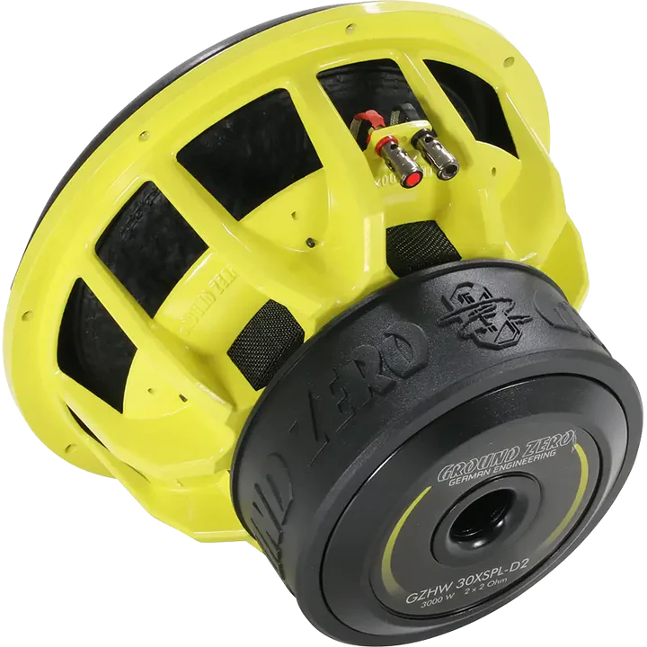 Ground Zero Audio Hydrogen GZHW30XSPL-D1-YELLOW 12" SPL Subwoofer (1500 RMS) and D-2