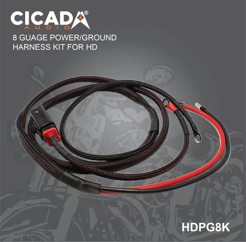 Cicada Audio 4 AWG Dual Amp Power Kit for Harley