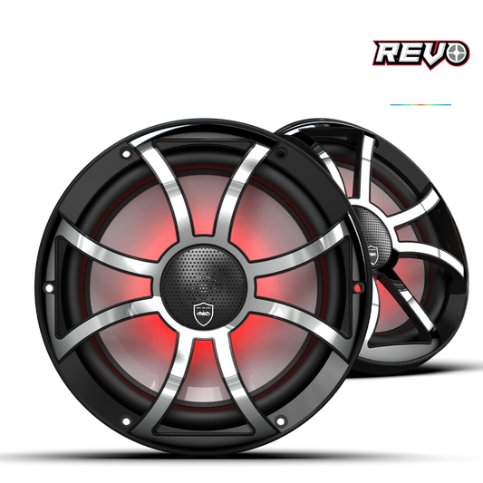 Wet Sounds REVO CX-10 XS-B-SS S2 | REVO Series 10-inch High-Output Component Style Coaxial Speakers w/ RGB Grilles
