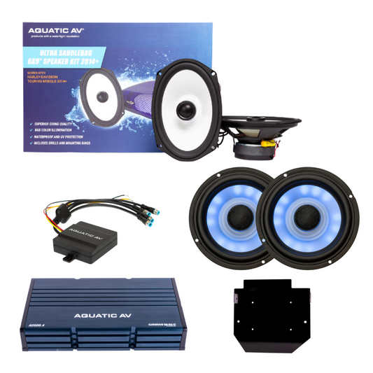 Aquatic AV Road Glide Ultra RGB Speaker and Amp Kit for Harley 2014+