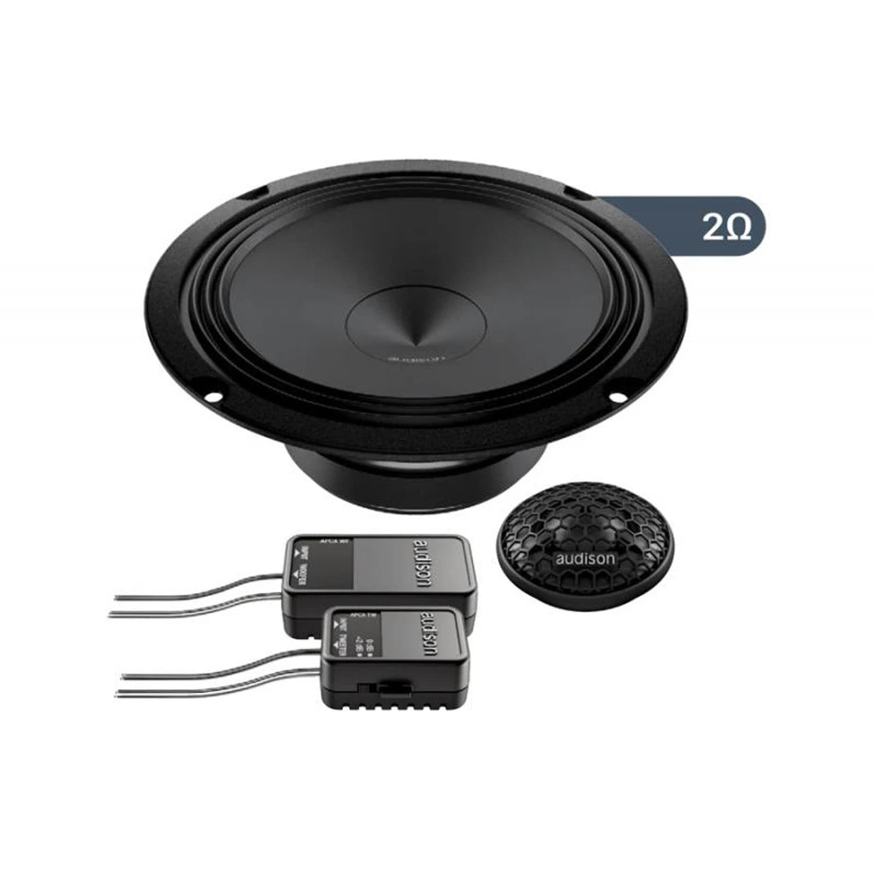 Audison APK 165 Ω2 Prima Series 6.5" 2-Way Component Speaker Set; AP 1 + AP 6.5 2Ω + Grilles