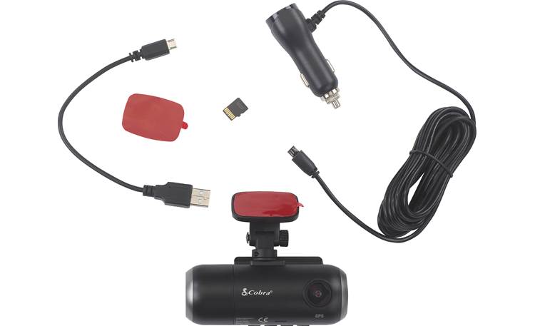 Cobra SC201 HD dash cam with GPS, Wi-Fi, Bluetooth®, and a built-in rear-view camera