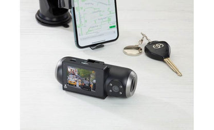 Cobra SC201 HD dash cam with GPS, Wi-Fi, Bluetooth®, and a built-in rear-view camera