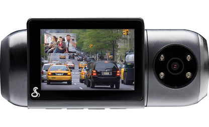 Cobra SC201 HD dash cam with GPS, Wi-Fi, Bluetooth®, and a built-in rear-view camera