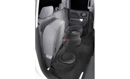 JL Audio Stealthbox® Custom-fit fiberglass enclosure with two 10TW1-4 subwoofers — fits 2014-up Chevrolet Silverado or GMC Sierra Double Cab trucks (Ebony)