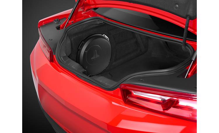 JL Audio Stealthbox® Custom-fit fiberglass enclosure with 12TW3-D4 12" subwoofer — fits 2016-up Chevrolet Camaro hardtops