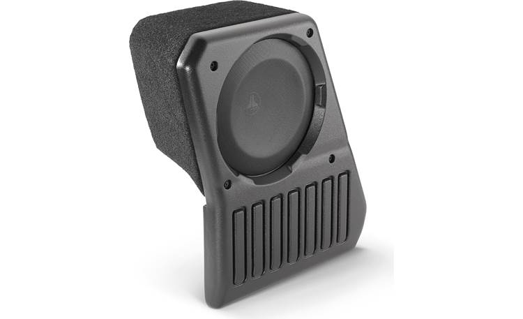 JL Audio Stealthbox® Black custom-fit fiberglass enclosure with one 10TW1 2-ohm subwoofer — fits 2018-up Jeep Wrangler JL Unlimited