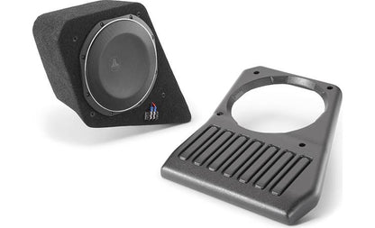 JL Audio Stealthbox® Black custom-fit fiberglass enclosure with one 10TW1 2-ohm subwoofer — fits 2018-up Jeep Wrangler JL Unlimited