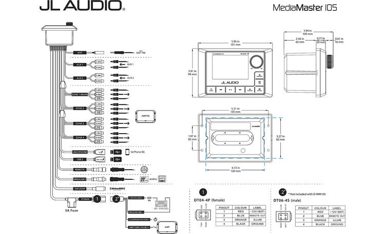 JL Audio MediaMaster 105 Marine 4-Zone Digital Media Receiver With Bluetooth® (does not play CDs)