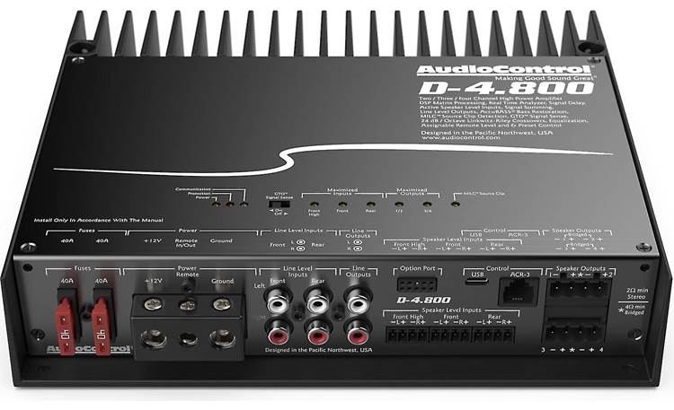 AudioControl D-4.800 D Series 4-channel car amplifier with digital signal processing — 125 watts x 4