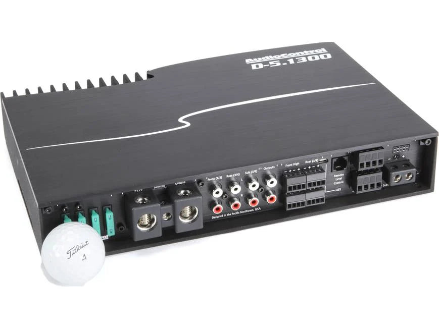 AudioControl D-5.1300 D Series 5-channel car amplifier with digital signal processing — 100 watts RMS x 4 at 4 ohms + 500 watts RMS x 1 at 2 ohms