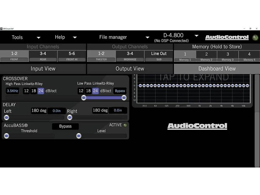 AudioControl D-6.1200 D Series 6-channel car amplifier with digital signal processing — 125 watts RMS x 6