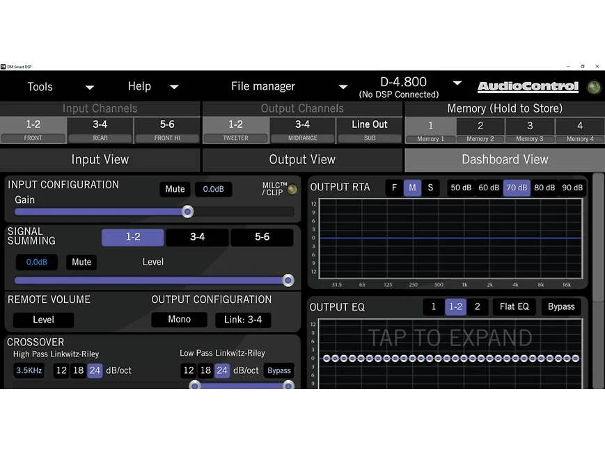 AudioControl D-6.1200 D Series 6-channel car amplifier with digital signal processing — 125 watts RMS x 6