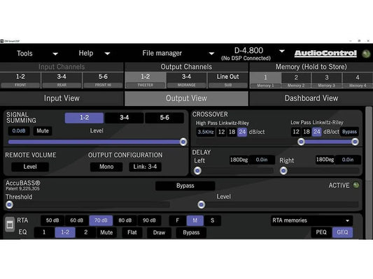 AudioControl D-6.1200 D Series 6-channel car amplifier with digital signal processing — 125 watts RMS x 6