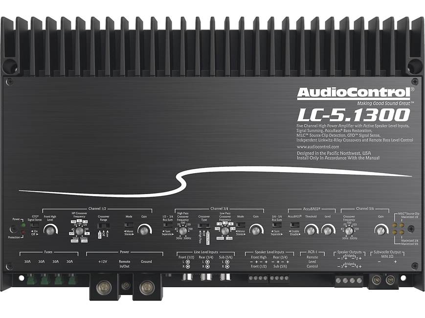 AudioControl LC-5.1300 5-channel car amplifier — 100 watts RMS x 4 at 4 ohms + 500 watts RMS x 1 at 2 ohms